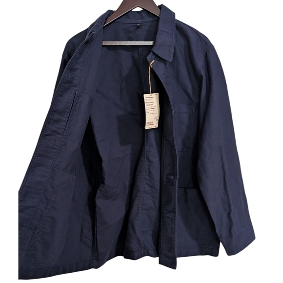MUJI Kapok Blend Moleskin Coverall Chore Jacket - Dark Navy - Size M NWT - Picture 5 of 7
